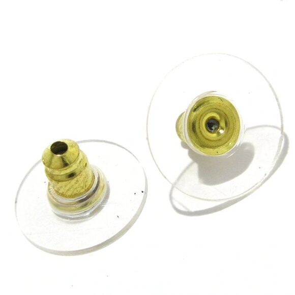 Auth CHANEL Coco - Orange Gold Clear Hardware Rhinestones Plastic Earrings - Picture 5 of 7